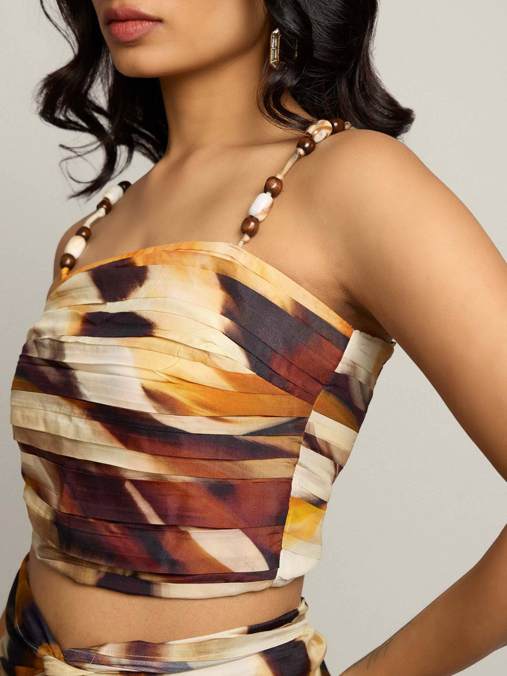 Brown Wild Printed Pleated Top | CT61 - view 6