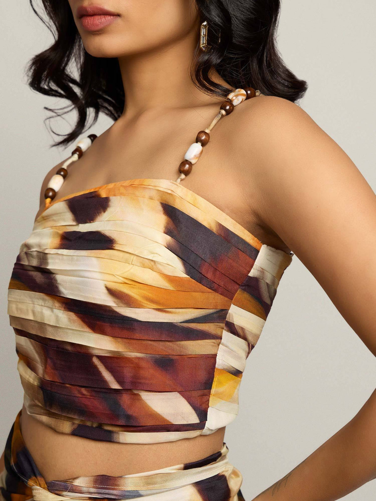 Brown Wild Printed Pleated Top | CT61 - view 6