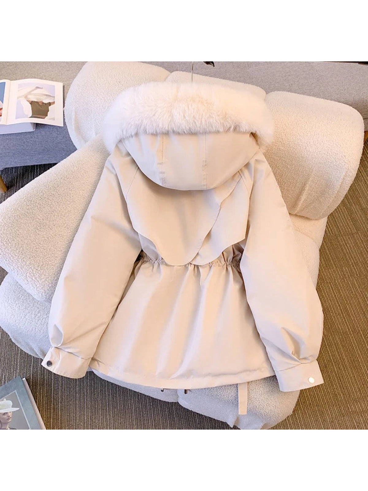 Margot Warm Beige Fleece Lined Parka Jacket | JC78 - view 4
