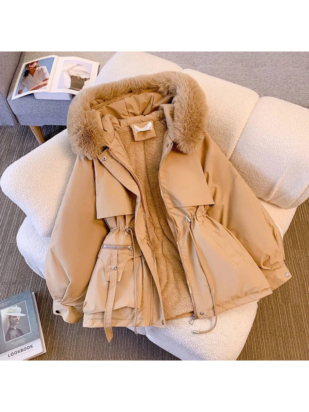 Margot Warm Brown Fleece Lined Parka Jacket | JC78 - view 1