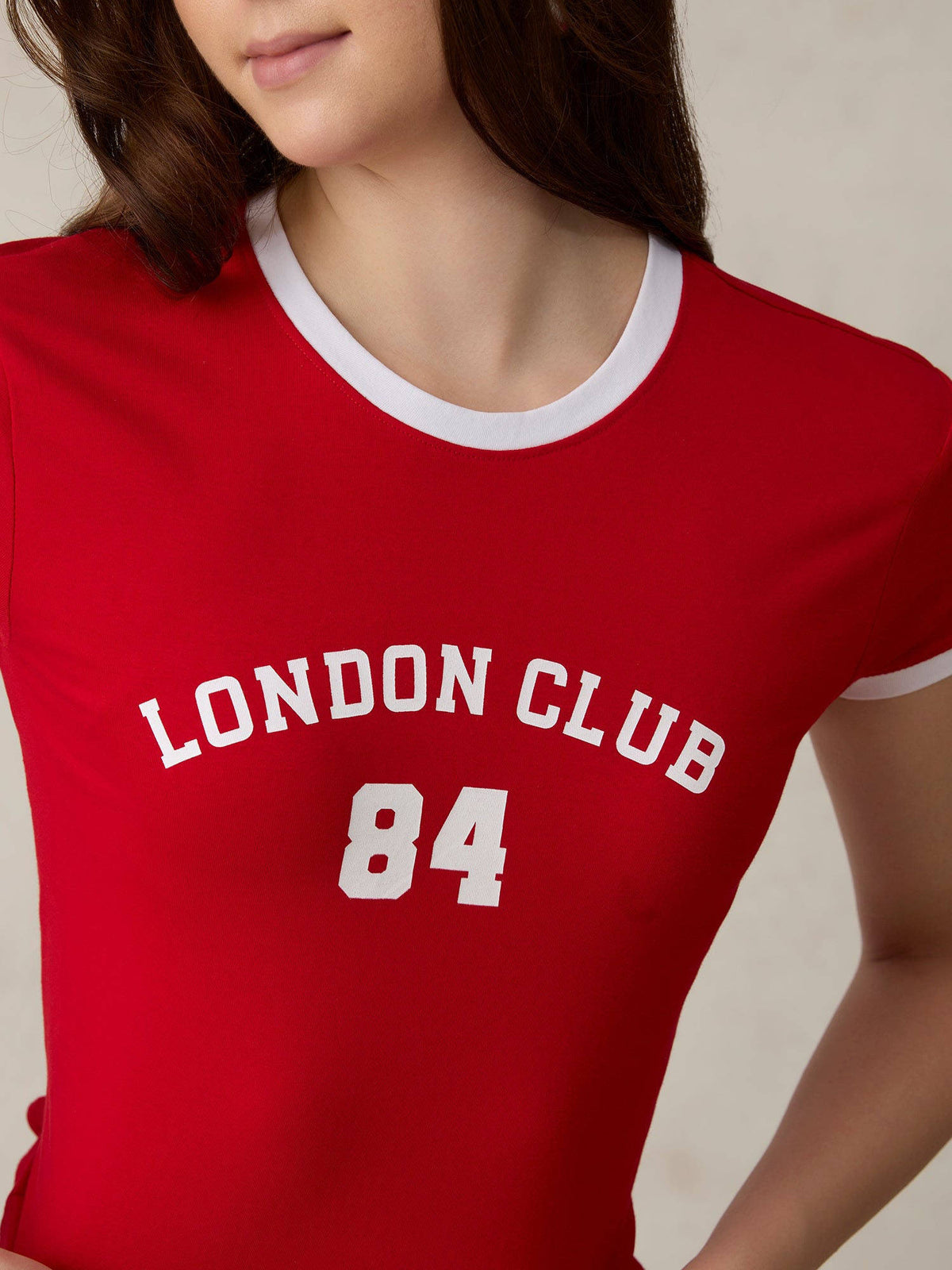 Red Cotton Graphic Cropped Casual Wear T-Shirt | TS56 - view 5