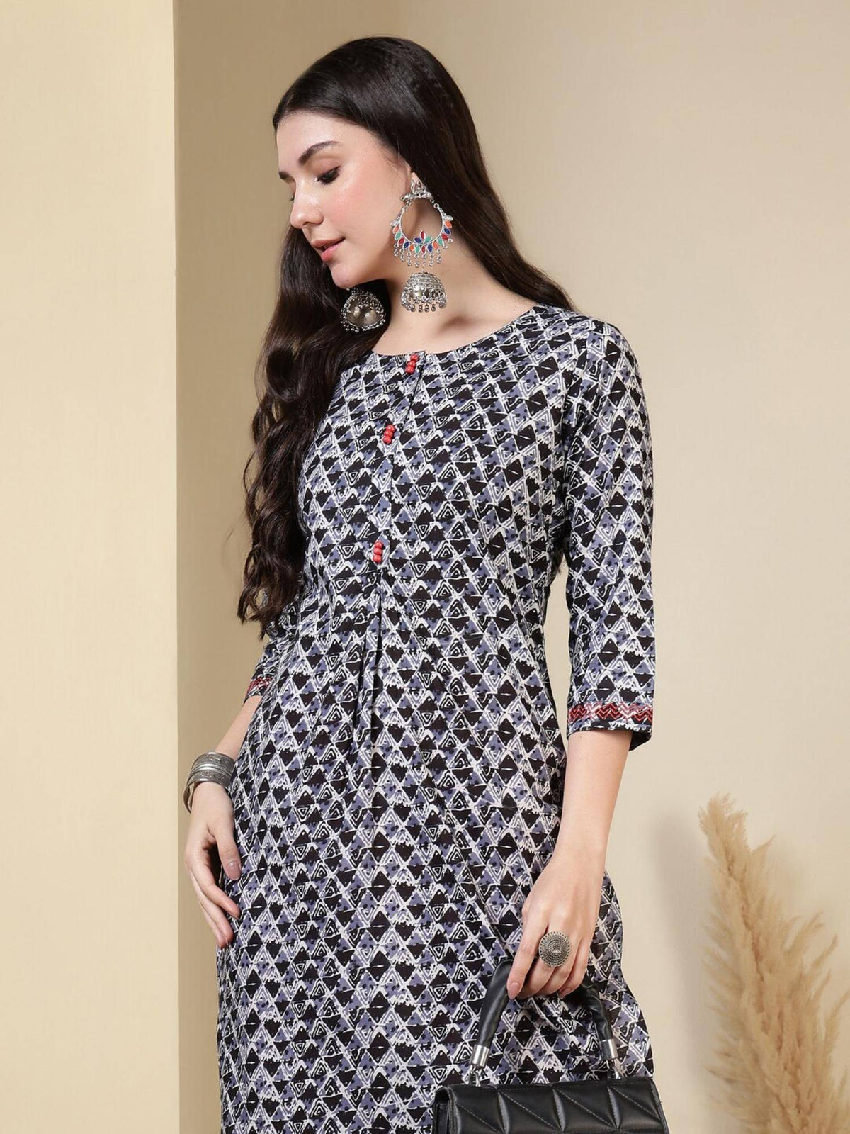 Floral Printed Straight Pure Cotton Kurta - Pink | FY93 - view 16