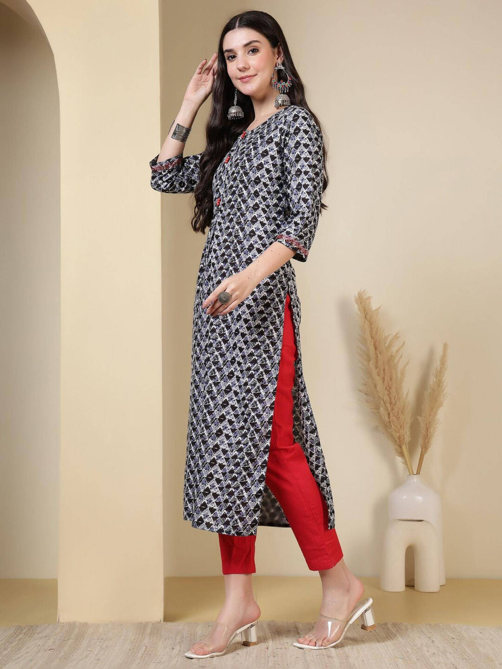 Floral Printed Straight Pure Cotton Kurta - Pink | FY93 - view 20