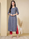 Floral Printed Straight Pure Cotton Kurta - Pink | FY93 - view 8