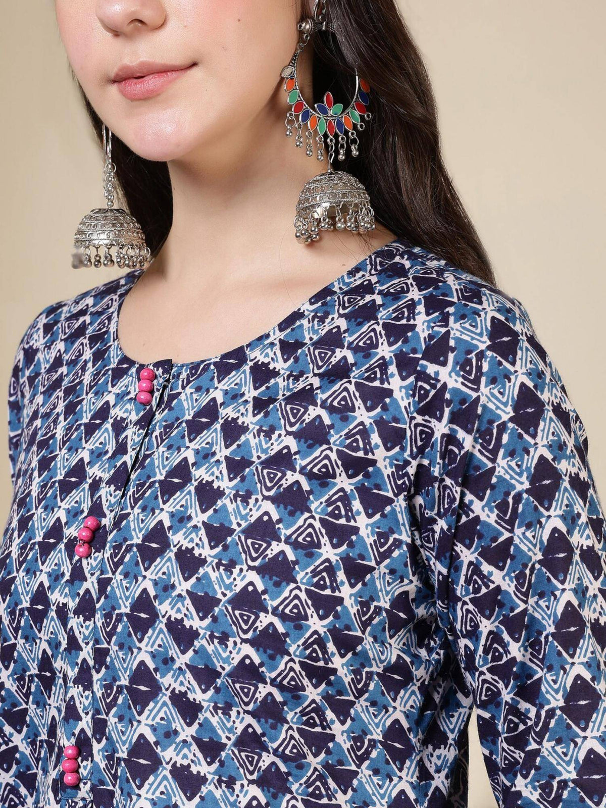 Floral Printed Straight Pure Cotton Kurta - Pink | FY93 - view 11