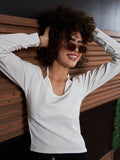Ribbed Halter Neck White Top | HT67 - view 1