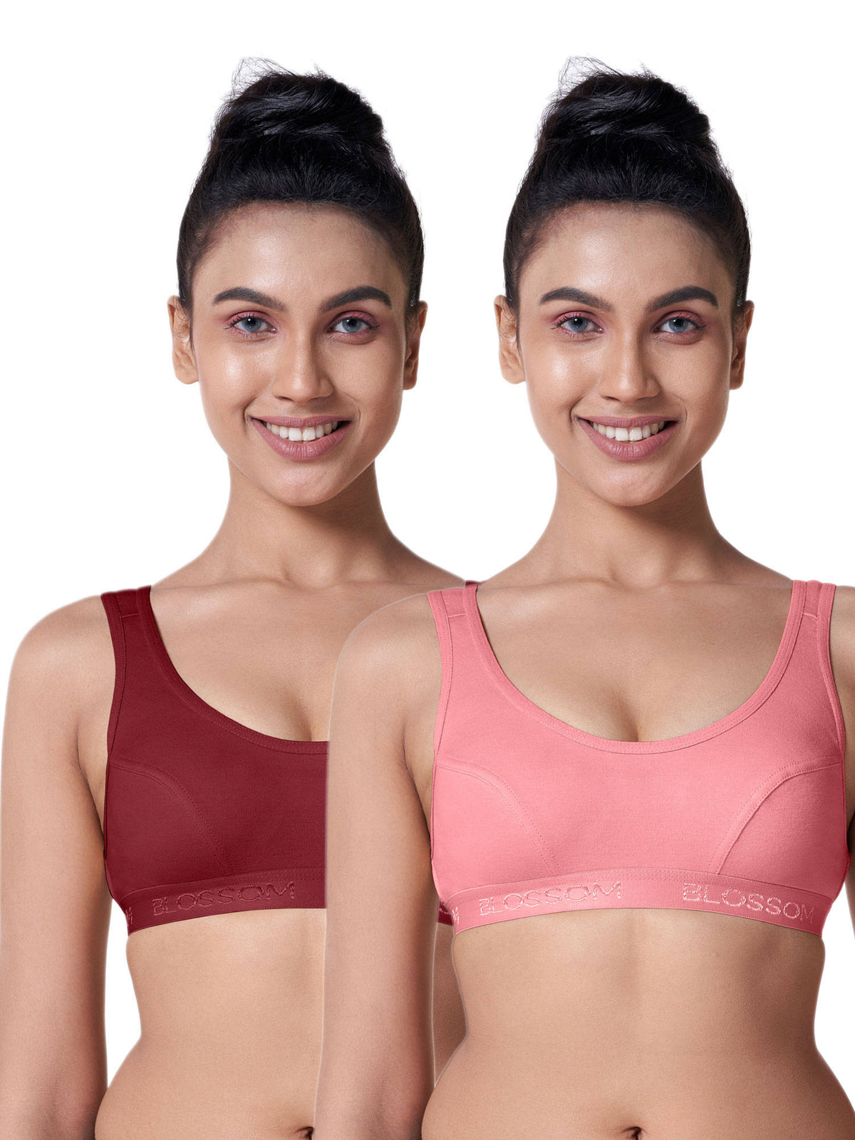 Women Cotton Sports Non Padded Bra Pack of 2 - Multi-Color | sb09 - view 1