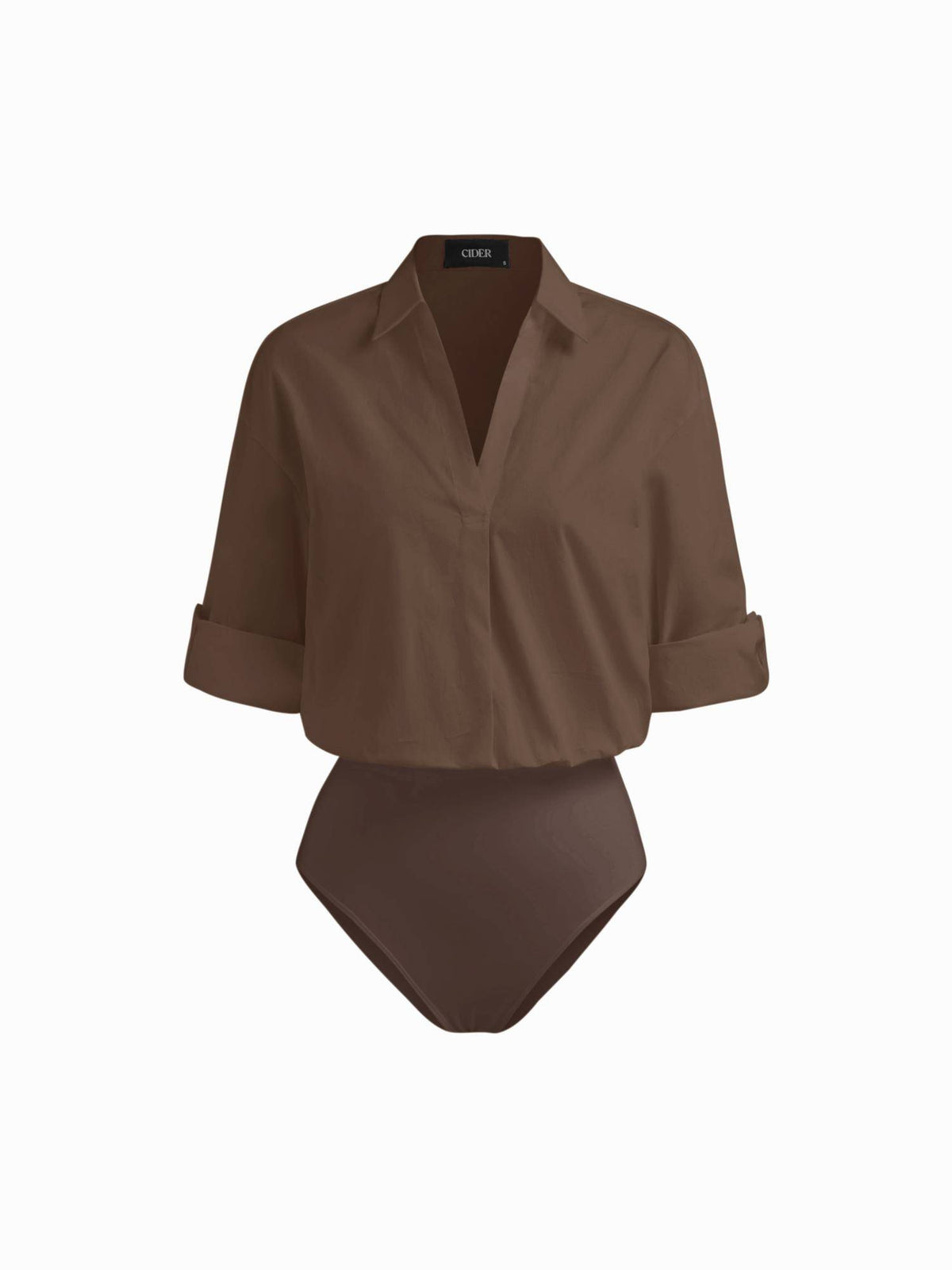 100% Cotton Collar Roll-up Sleeve Shirt Bodysuit | CI9 - view 56