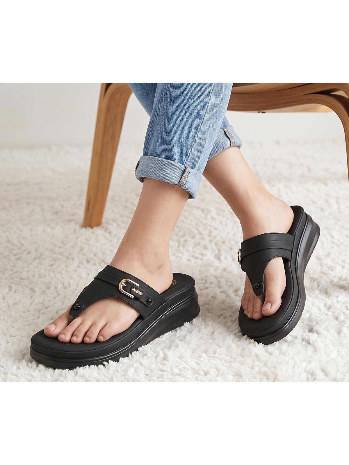 Brown Trendy Platform Toe-Ring Sandals for Women | SD89 - view 27