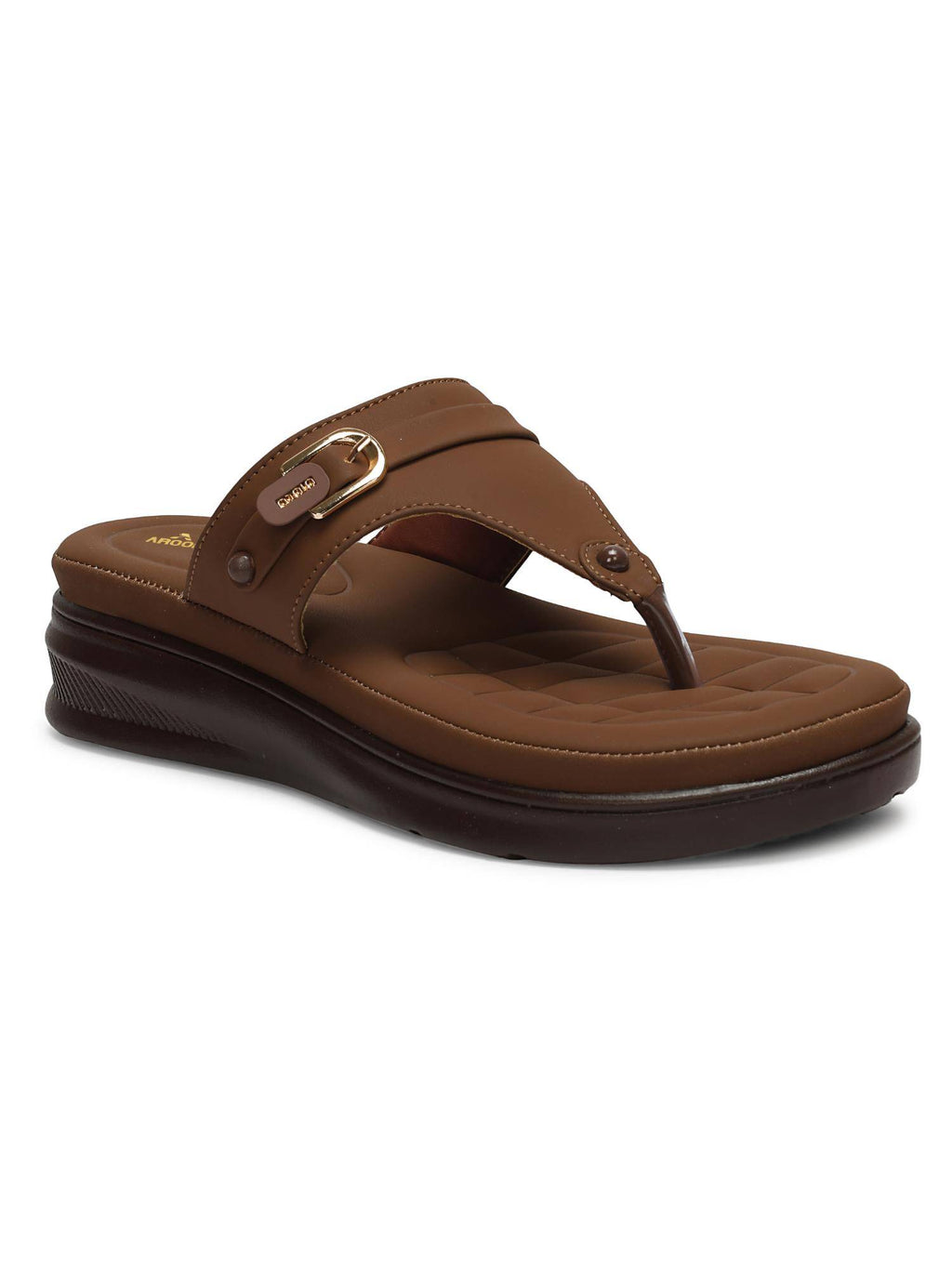 Brown Trendy Platform Toe-Ring Sandals for Women | SD89 - view 2