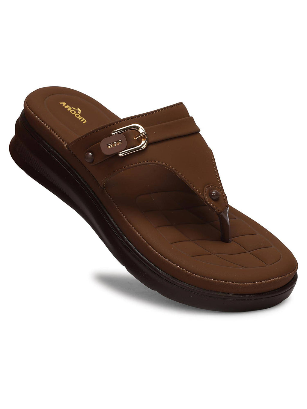 Brown Trendy Platform Toe-Ring Sandals for Women | SD89 - view 3