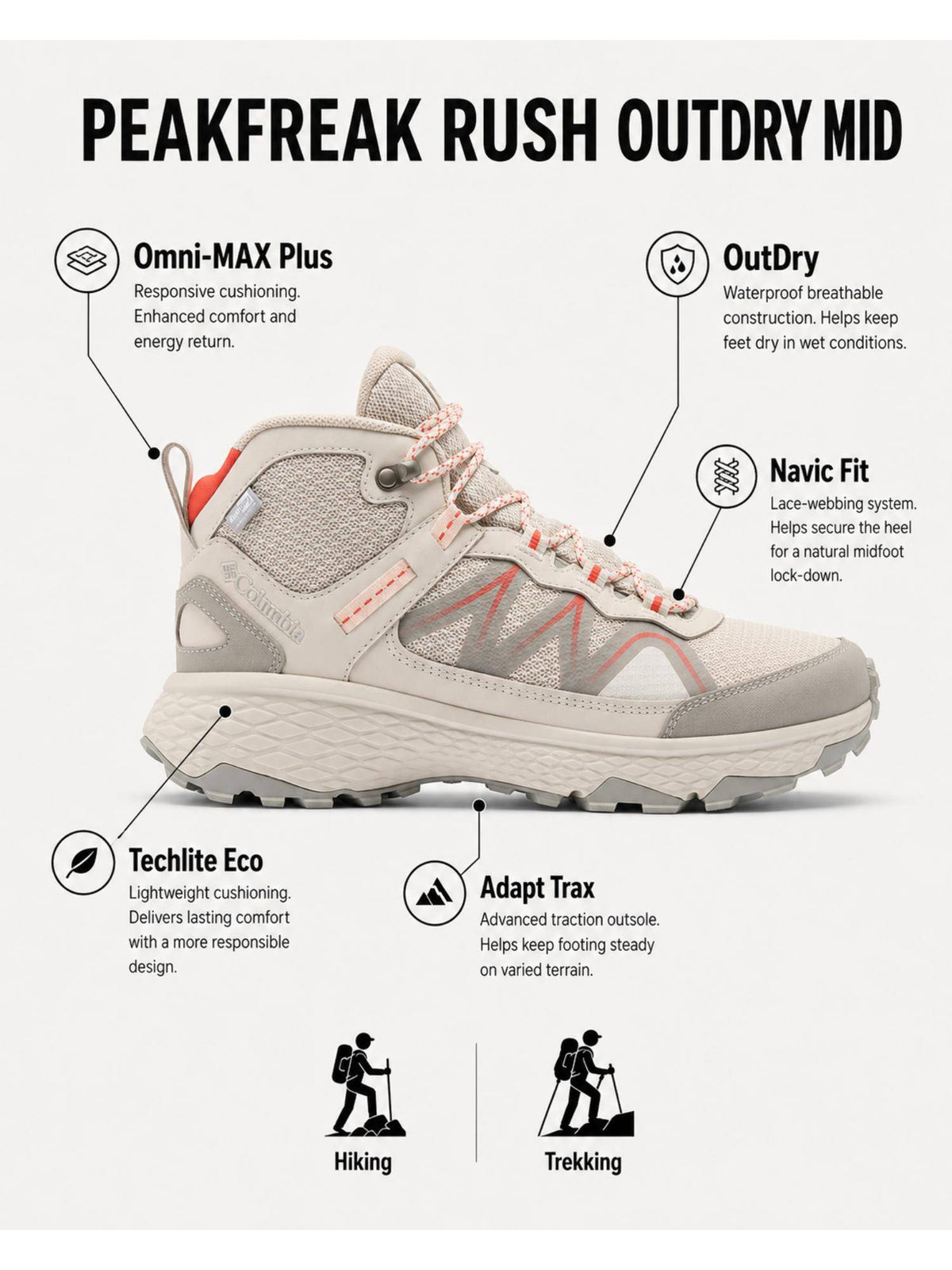 Women Grey Outdry Peakfreak Rush Hiking Trekking Shoes | SH9 - view 9