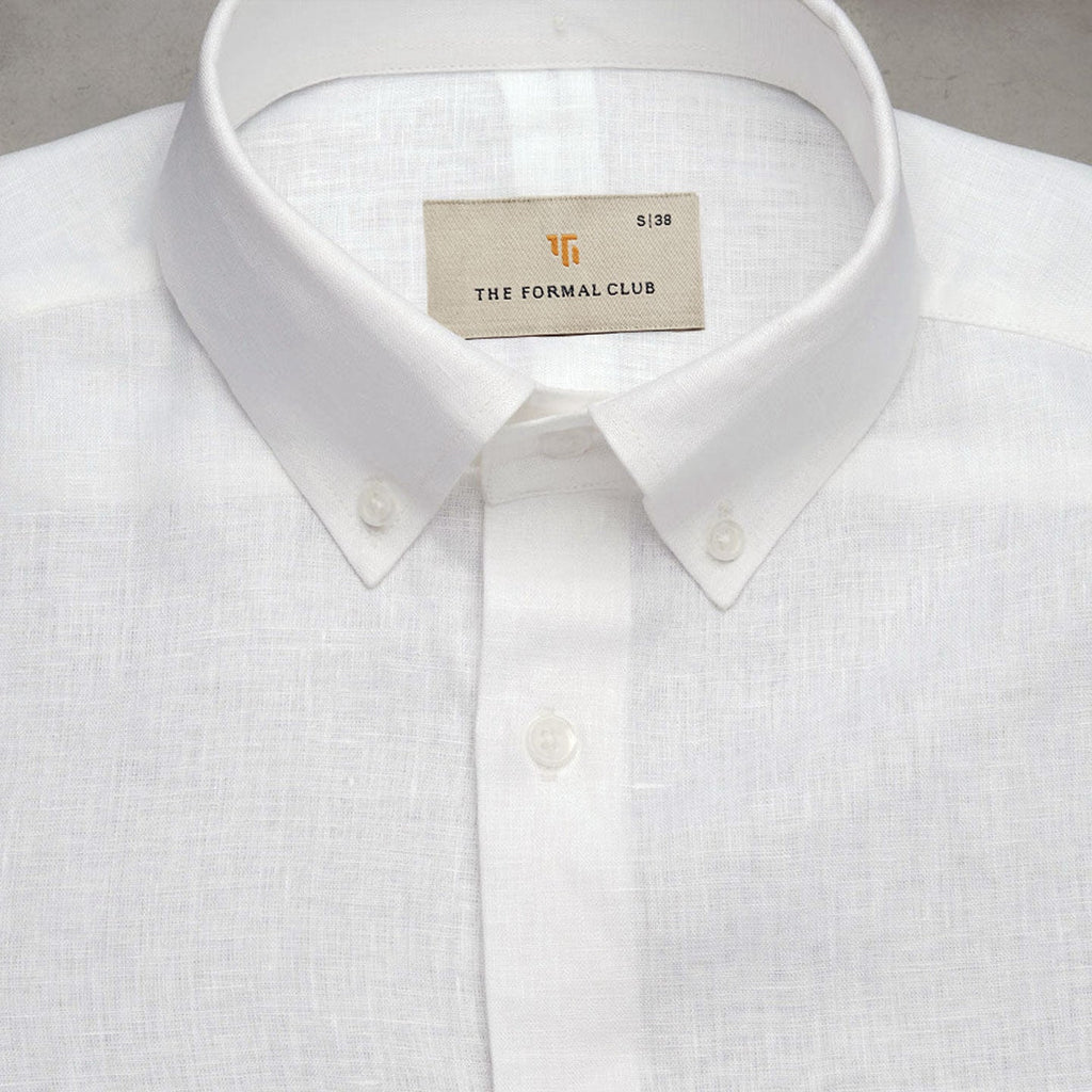 Cedar Pure Linen Full Sleeves Shirt in Snow