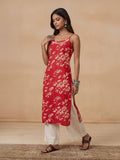 Red Mulmul Printed Chikankari Kurta | KDG - view 1
