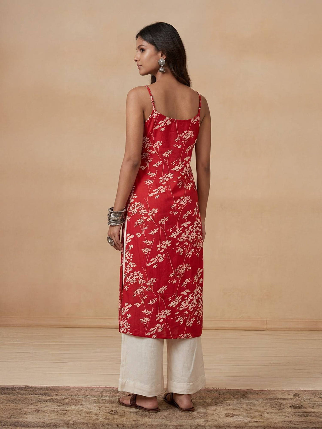 Red Mulmul Printed Chikankari Kurta | KDG - view 5