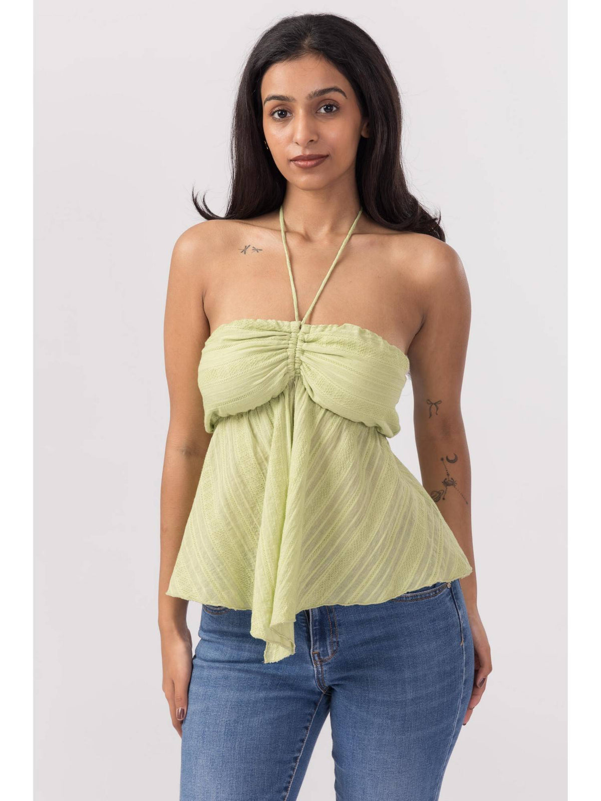 Women Green Cotton Solid Top | HT67 - view 3