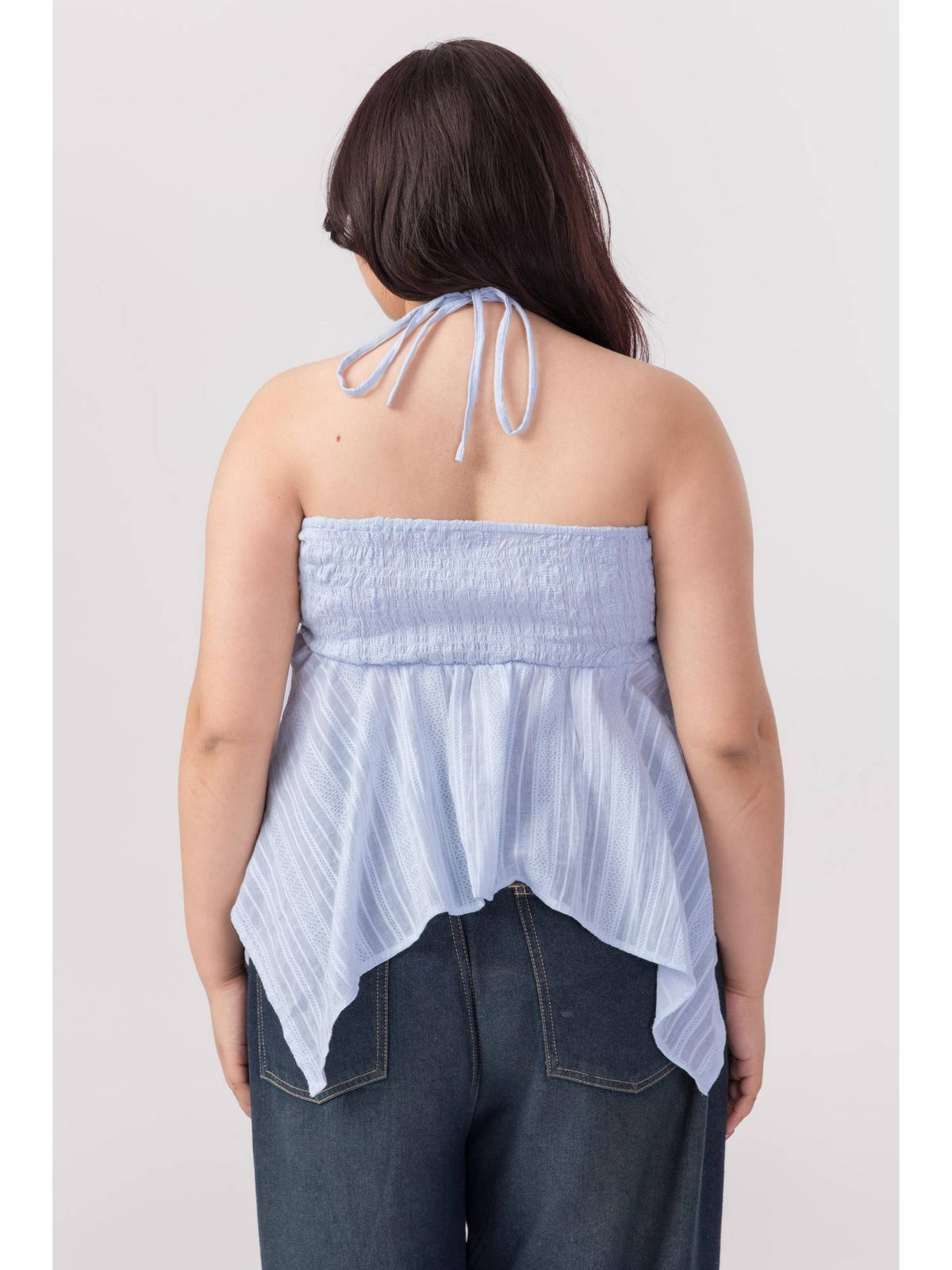 Women Blue Cotton Solid Top | HT67 - view 2