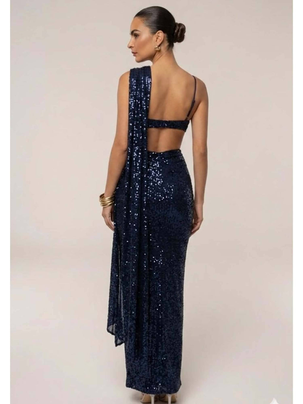 Choco Sequin Brown Drape Crop Top | CT61 - view 8