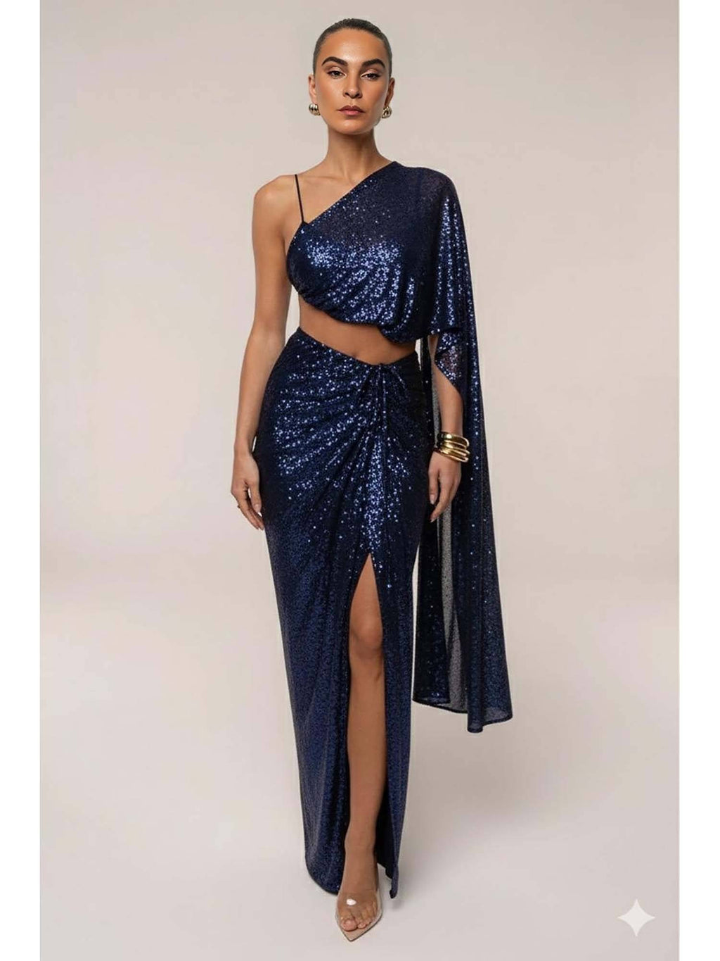 Choco Sequin Brown Drape Crop Top | CT61 - view 11
