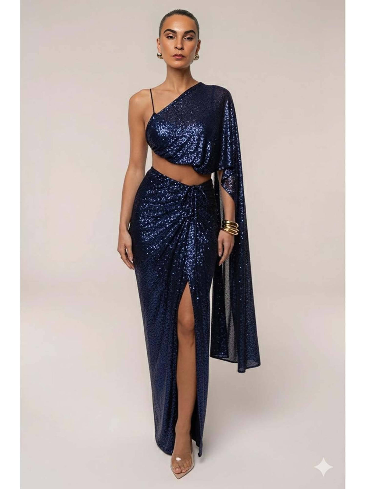 Choco Sequin Brown Drape Crop Top | CT61 - view 11