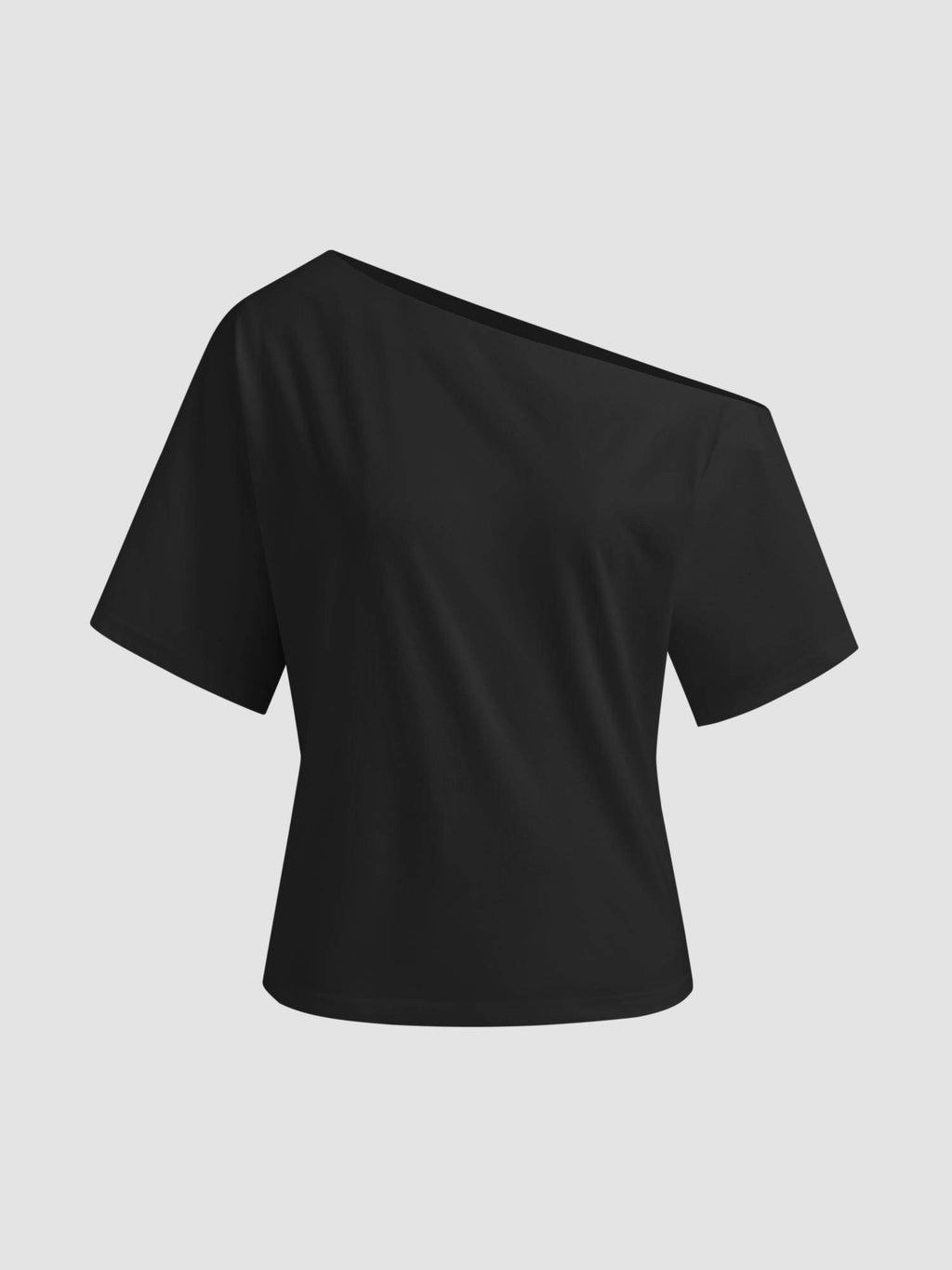 Cotton-blend Asymmetrical Neck Ruched Tee | TS56 - view 7