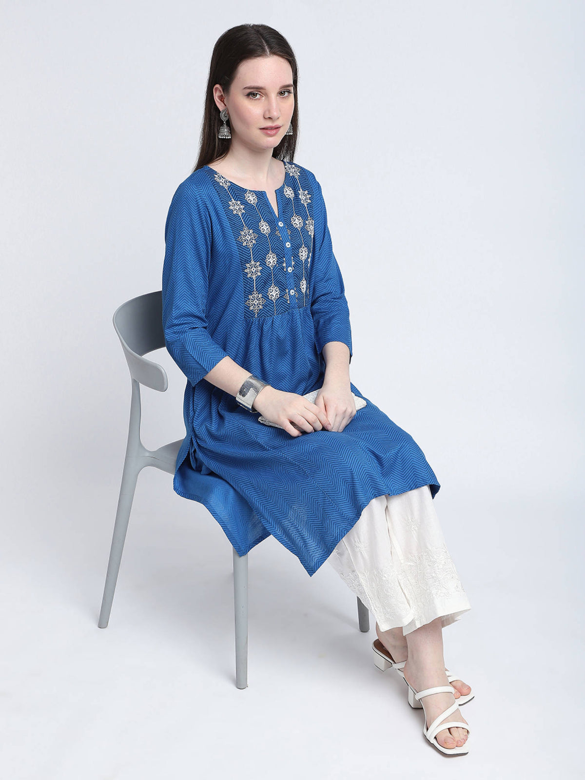 Pink Chevron Print Regular Kurta | FY93 - view 10