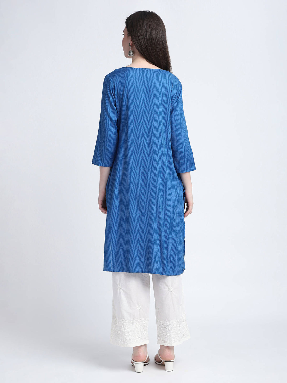 Pink Chevron Print Regular Kurta | FY93 - view 11