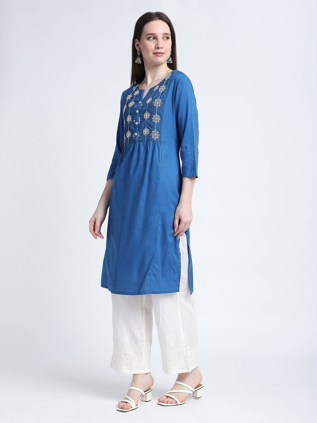 Pink Chevron Print Regular Kurta | FY93 - view 14