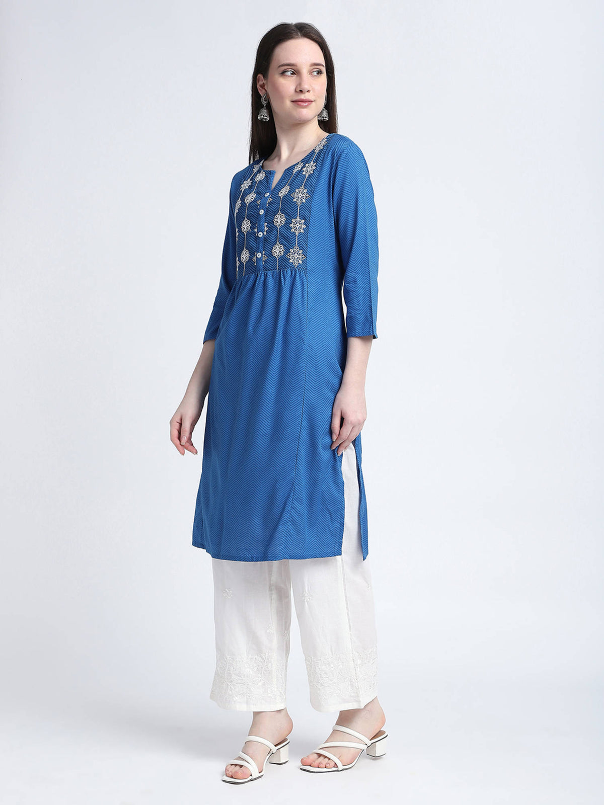 Pink Chevron Print Regular Kurta | FY93 - view 14