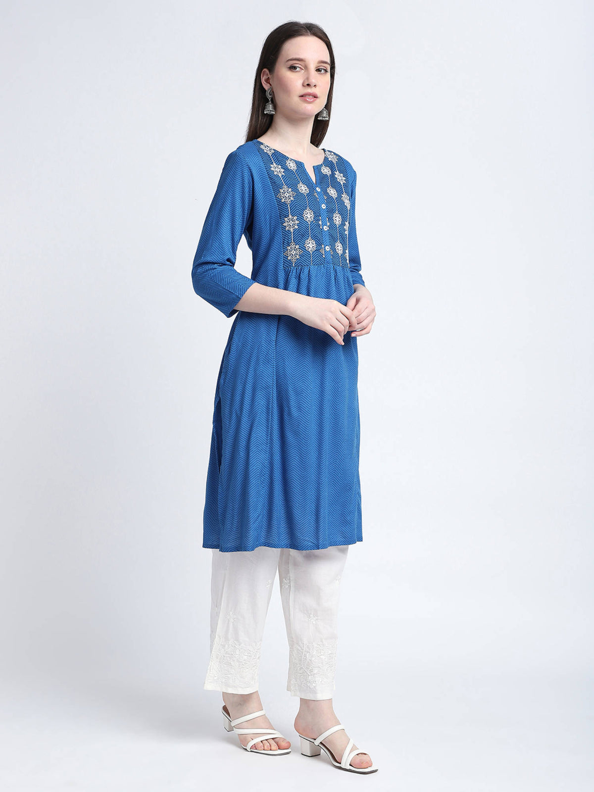 Pink Chevron Print Regular Kurta | FY93 - view 15
