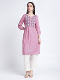 Pink Chevron Print Regular Kurta | FY93 - view 1