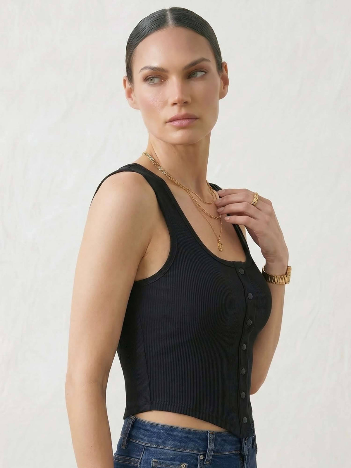 Black Vest Crop Tank Top | TT98 - view 2