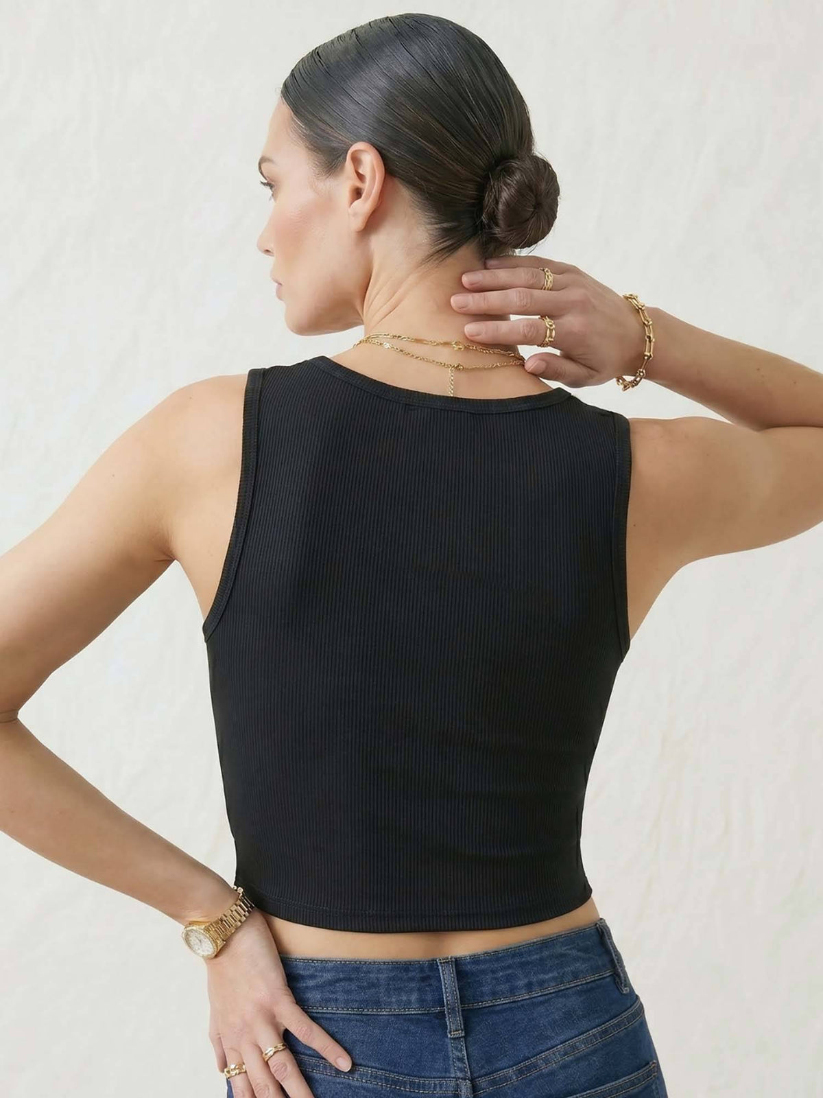 Black Vest Crop Tank Top | TT98 - view 3
