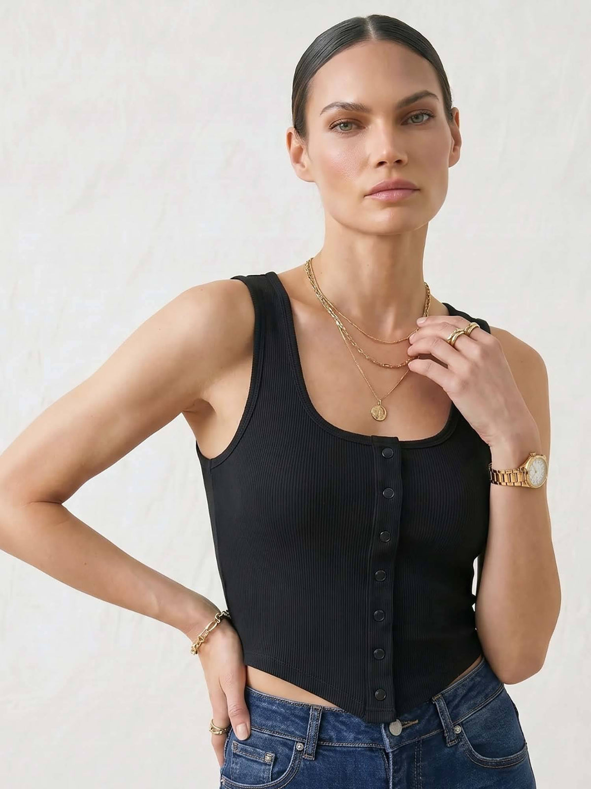 Black Vest Crop Tank Top | TT98 - view 5