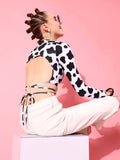 Black Printed fitted Crop Top | CT61 - view 1