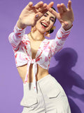 Lavender Floral Print fitted Crop top | CT61 - view 1