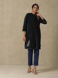 Dark Green Embroidered Kurta | FY93 - view 1