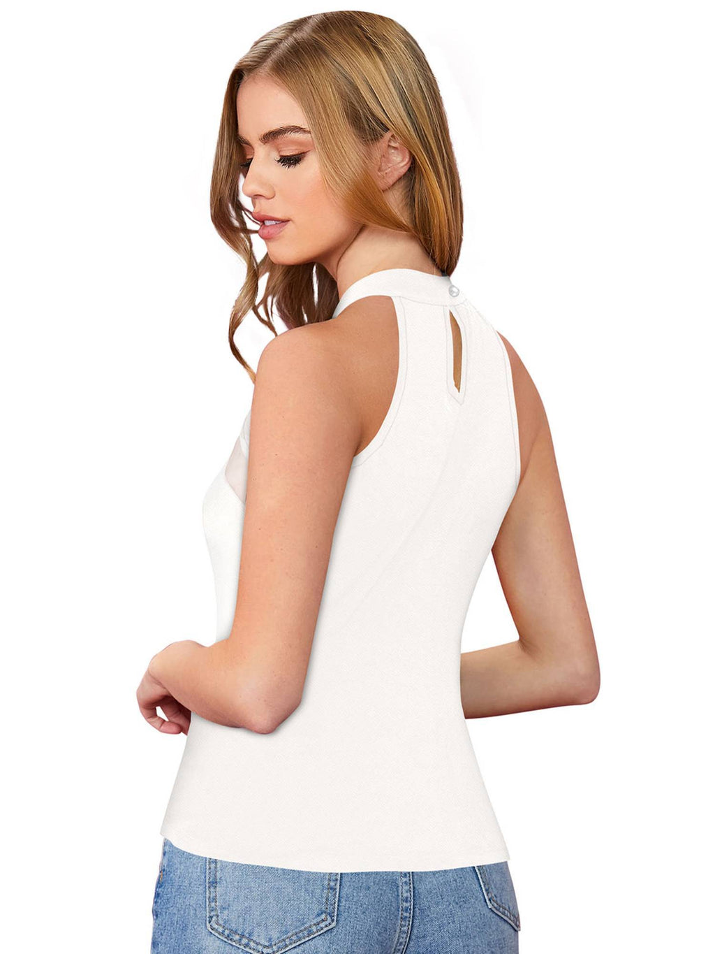 White Polyester Solid Top for Women | HT67 - view 3