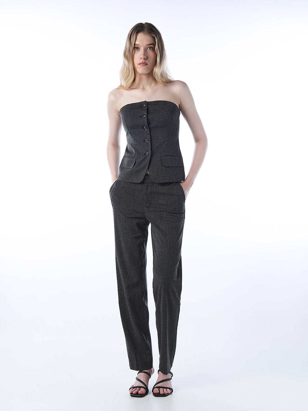 Women's Solid Regular Fit Dark Grey Top | TT90 - view 2