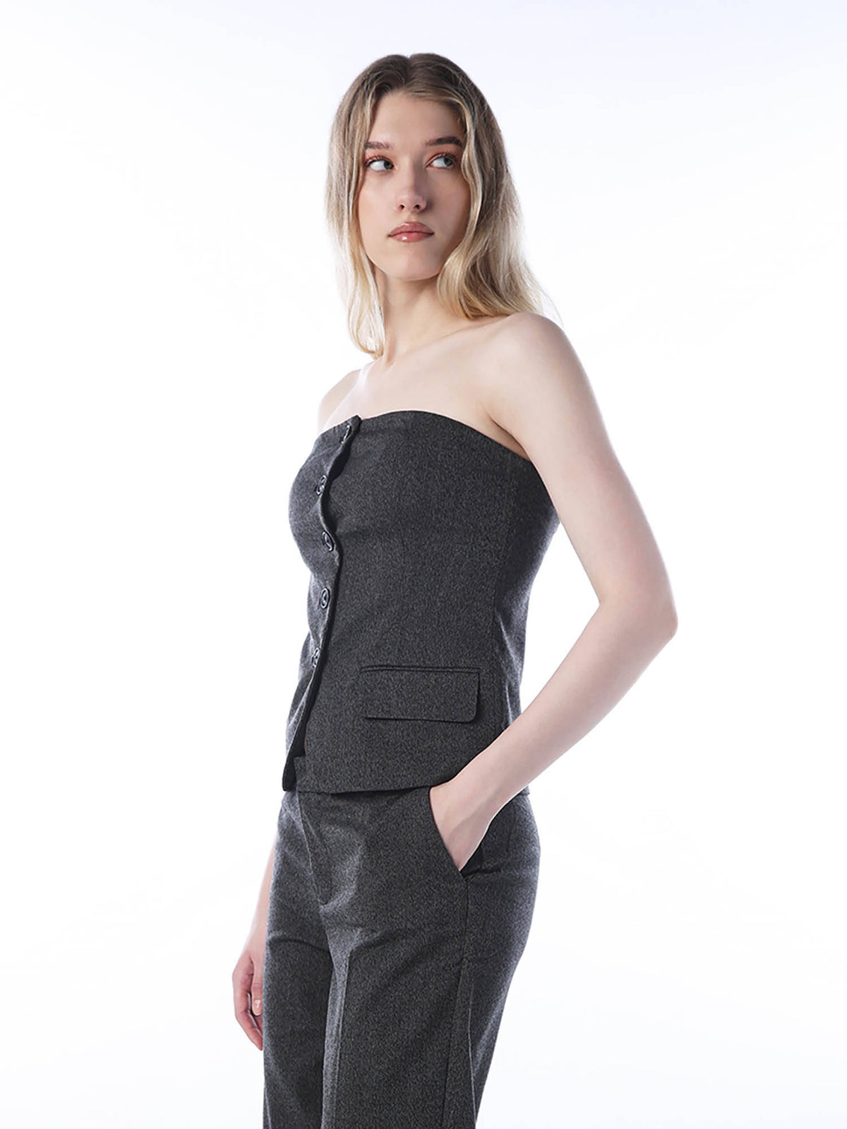 Women's Solid Regular Fit Dark Grey Top | TT90 - view 5