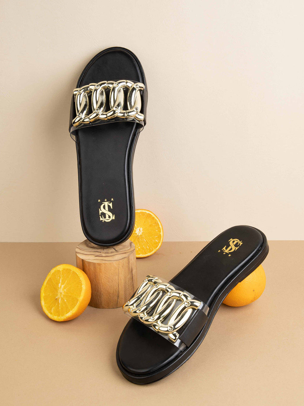 Stella Solid Black Clipped Sliders | F61 - view 4