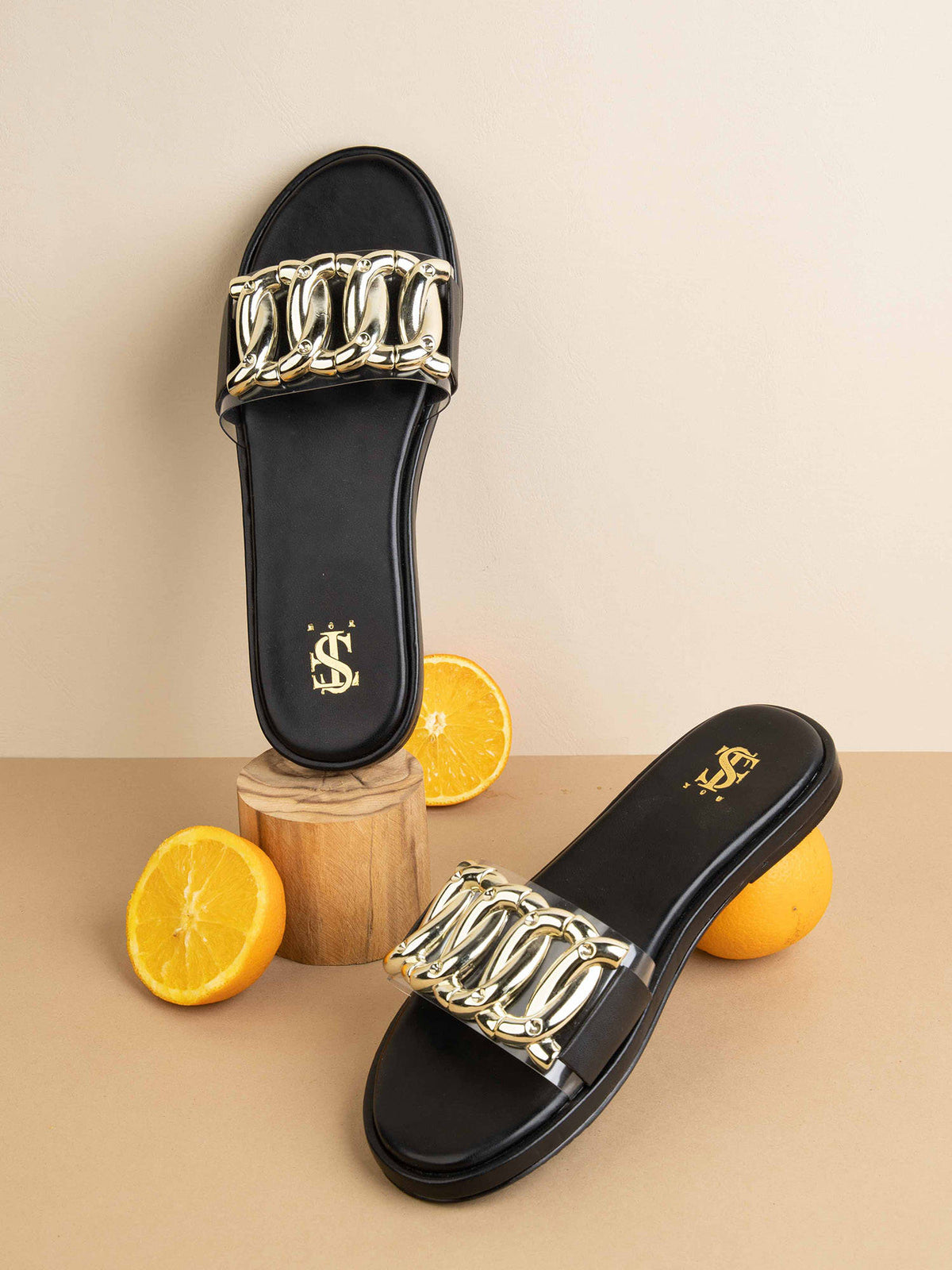 Stella Solid Black Clipped Sliders | F61 - view 4