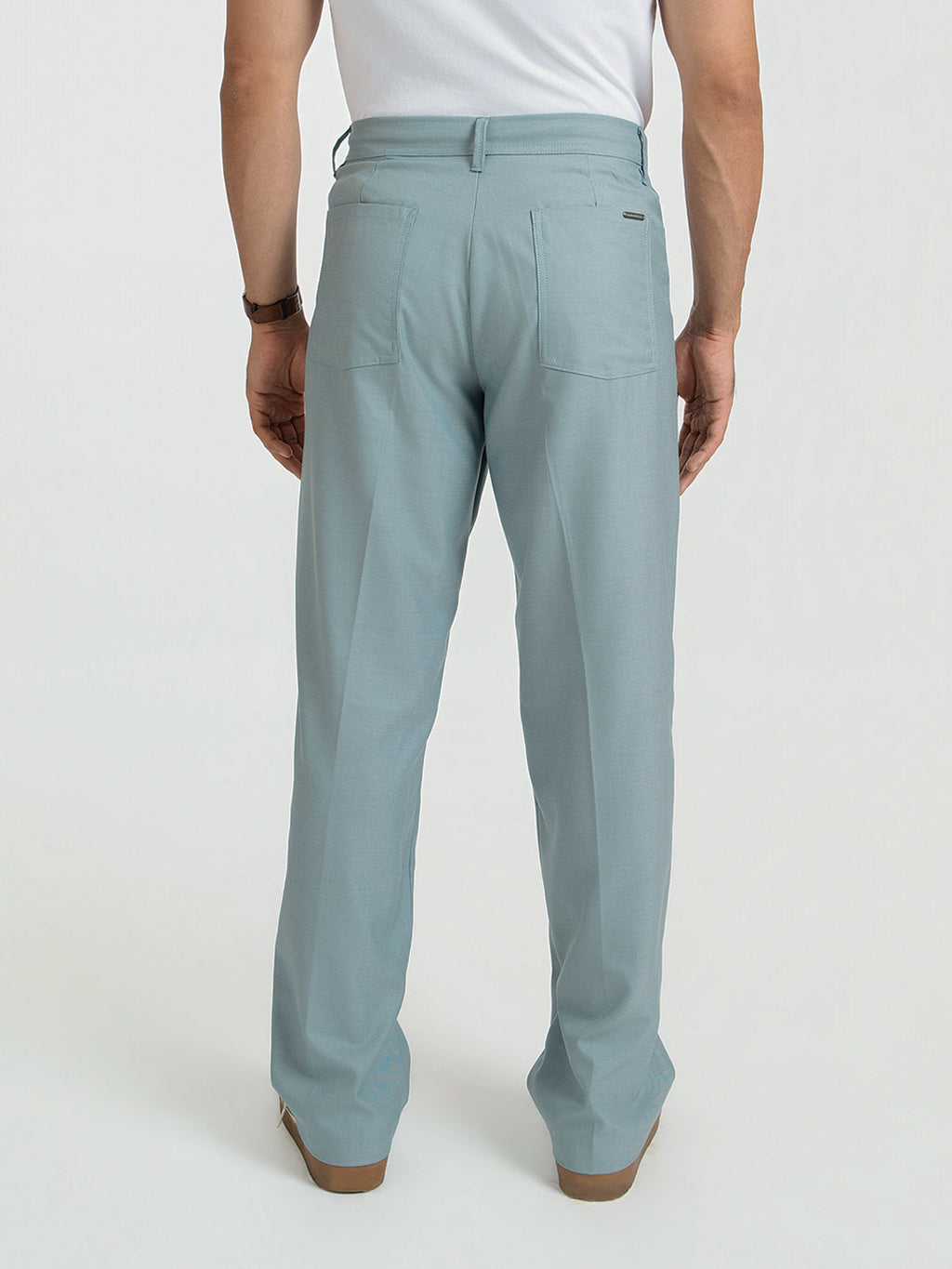 Korean Teal Relaxed Fit Pintuck Pants