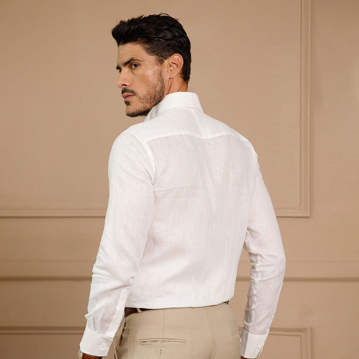 Cedar Pure Linen Full Sleeves Shirt in Snow