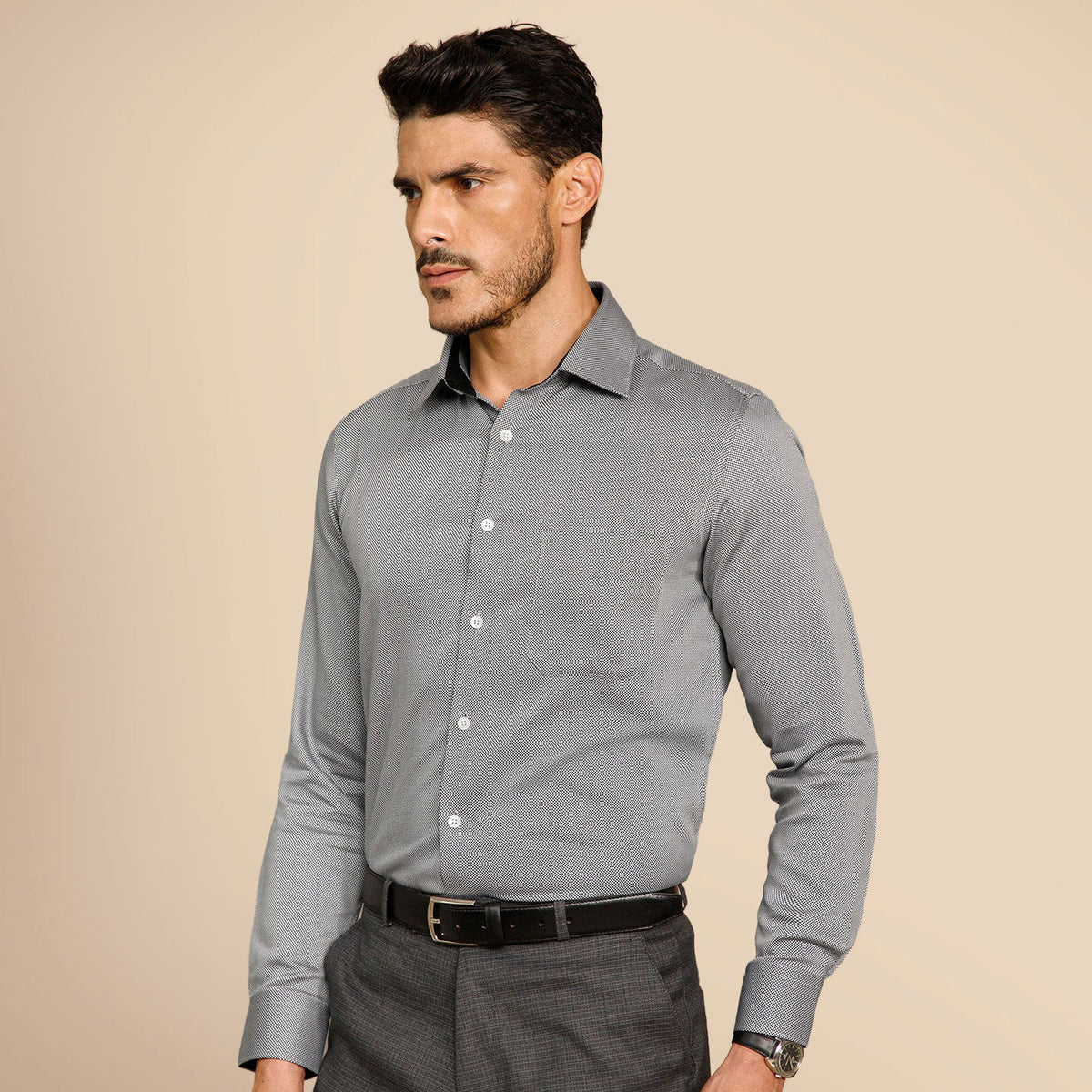 Shepherd Houndstooth Shirt In Smokey Black
