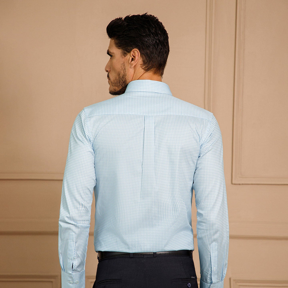 Gingham 2 Ply Check Shirt In Cloud Blue
