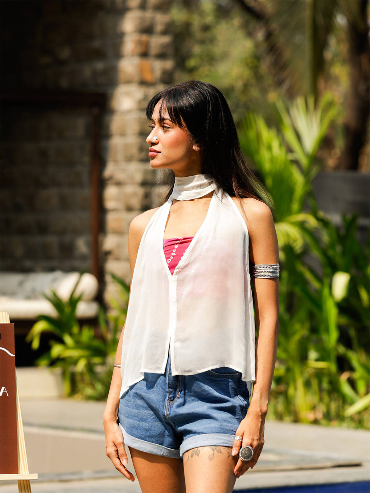 Ahana Halter Neck Top White | HT67 - view 1