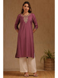 Womens Mauve Roman Silk Embroidered Sequins Kurta | KDG - view 1