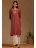 Womens Rust Roman Silk Embroidered Sequins Kurta | KDG - view 1