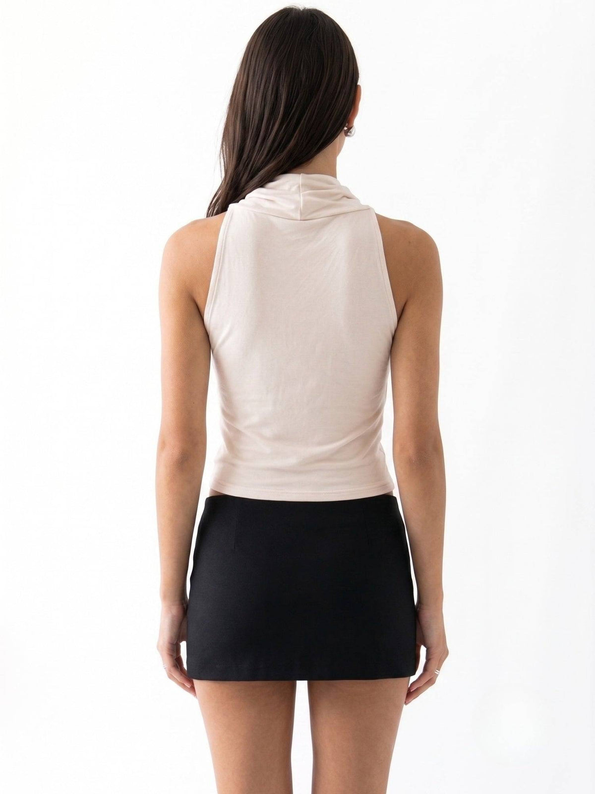 Cream Halter Neck Wrap Solid Top | HT67 - view 5